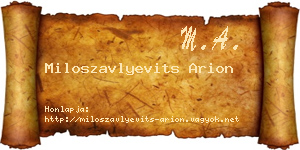 Miloszavlyevits Arion névjegykártya